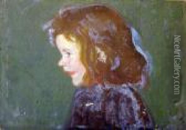 Portrait De Petite Fille Oil Painting - Raphael-Leon Leguilloux