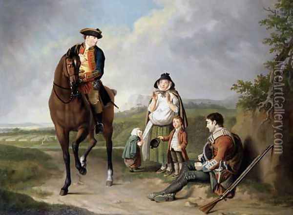 Marquess of Granby 1721-70 relieving a sick soldier, c.1765 Oil Painting - Edward Penny