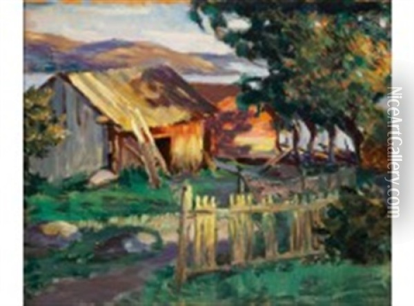 Store Houses Oil Painting - Santeri Salokivi