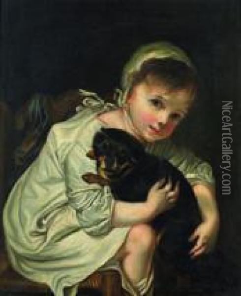 Jeune Enfant Et Son Chien Oil Painting - Jean Baptiste Greuze
