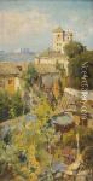A View Of Rome Through The Window Oil Painting - Vasily Polenov