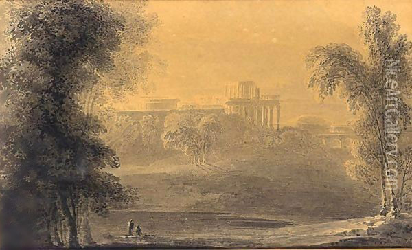Parkland With Manor House In The Distance Oil Painting - John Martin