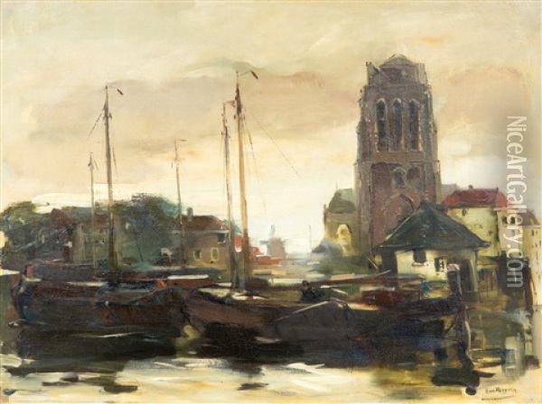 Havengezicht Te Dordrecht Oil Painting - Han Van Meegeren