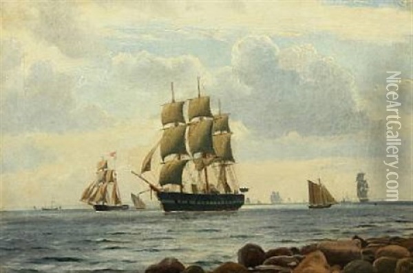 The Frigate Jutland Oil Painting - Christian Blache