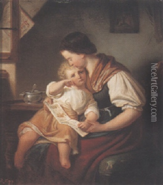 Mutter Mit Kind Oil Painting - Rudolf Epp