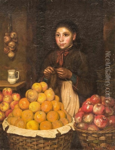 Junge Obstverkauferin Oil Painting - Jonathan Pratt