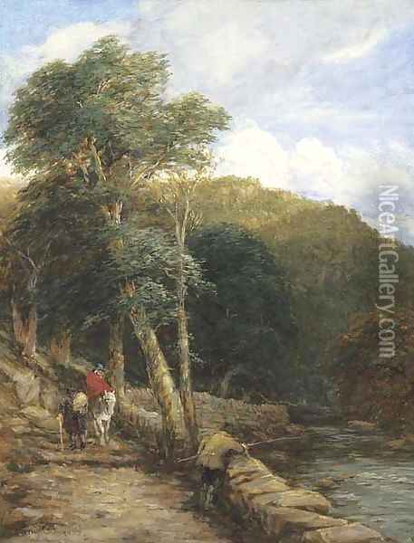 The fisherman - View at Bettws-y-Coed Oil Painting - David Cox