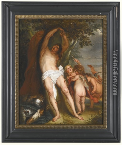 St Sebastian, Attended To By Putti Oil Painting - Thomas (Bosschaert) Willeborts