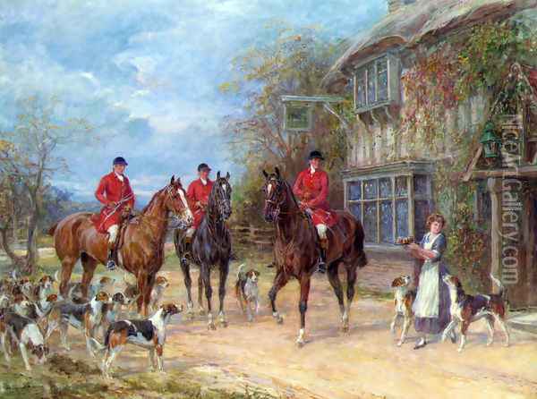 A Halt at the Inn Oil Painting - Heywood Hardy