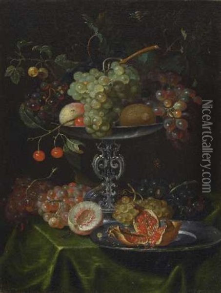 Stillleben Mit Fruchten Und Insekten Oil Painting - Jacob Marrel