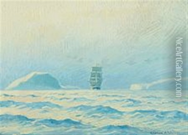 Greenlandic Seascape Oil Painting - Emanuel A. Petersen