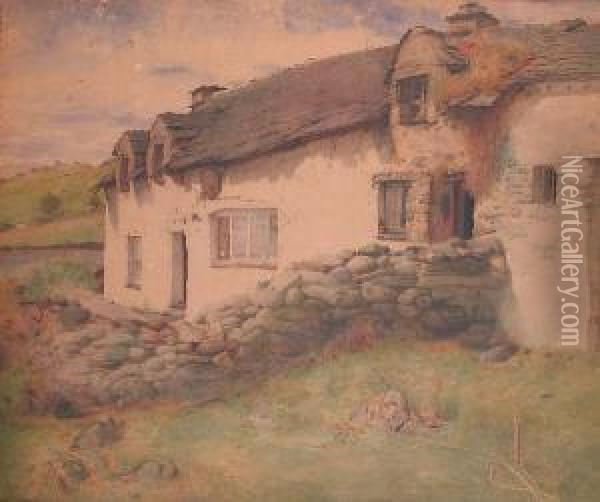 Rural Cottage Oil Painting - Thomas Wade