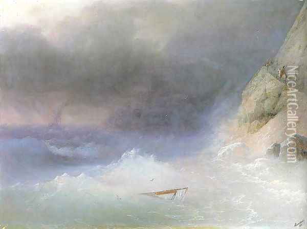 Tempest by rocky coast Oil Painting - Ivan Konstantinovich Aivazovsky