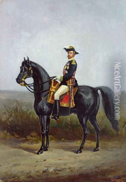 Equestrian Portrait of General George Ernest Boulanger (1837-91) Oil Painting - Daniel Alexander Williamson
