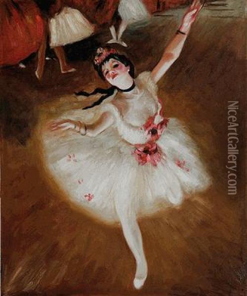 Star Dancer (on Stage) Oil Painting - Edgar Degas
