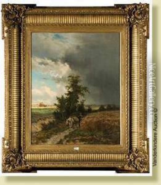 Le Retour Des Champs Avant L'orage Oil Painting - Edmond De Schampheleer