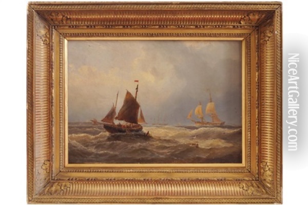 Shipping Off The Coast Oil Painting - George Gregory