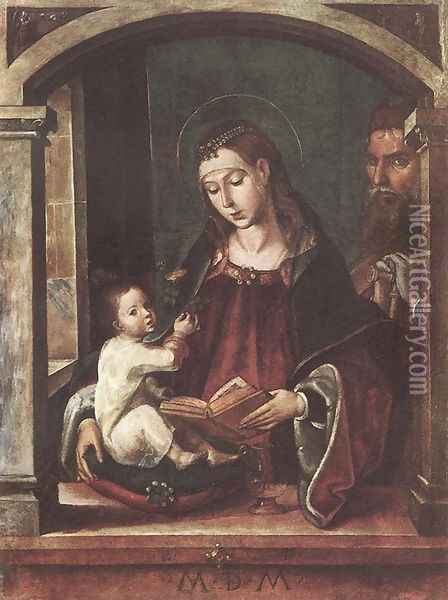 Holy Family Oil Painting - P. Joos van Gent and Berruguete
