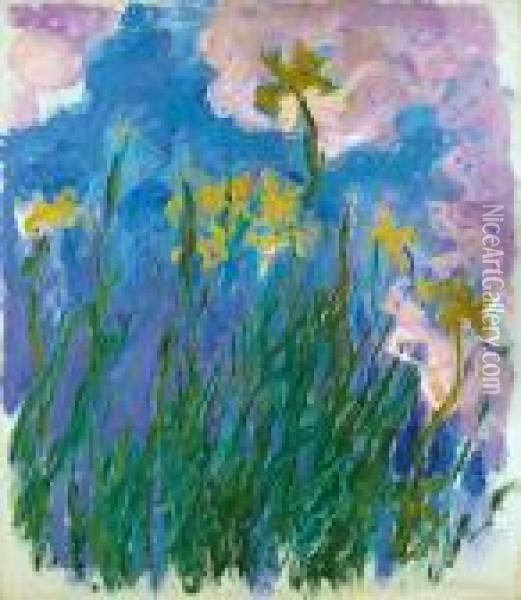 Iris Jaunes, 1924-1925 Oil Painting - Claude Oscar Monet