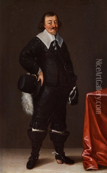 Portrait Of A Gentleman Dressed In Black Oil Painting - Johannes Cornelisz Verspronck