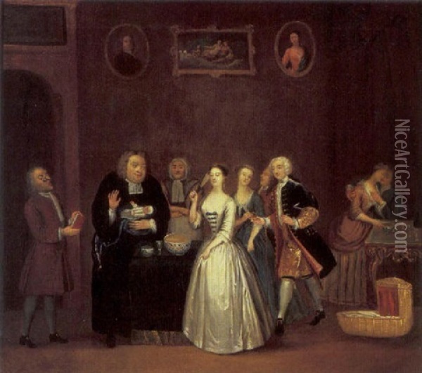 The Christening Oil Painting - Charles Philips