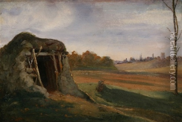 Franzosische Landschaft Mit Viehunterstand Oil Painting - Karl Peter Burnitz