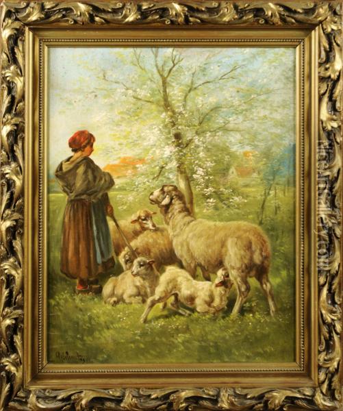 Bergere Et Moutons Oil Painting - Paul Schouten