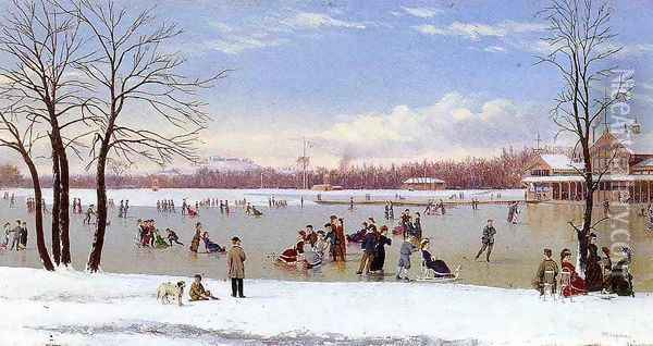 Skating in the Bois de Boulogne Oil Painting - Conrad Wise Chapman