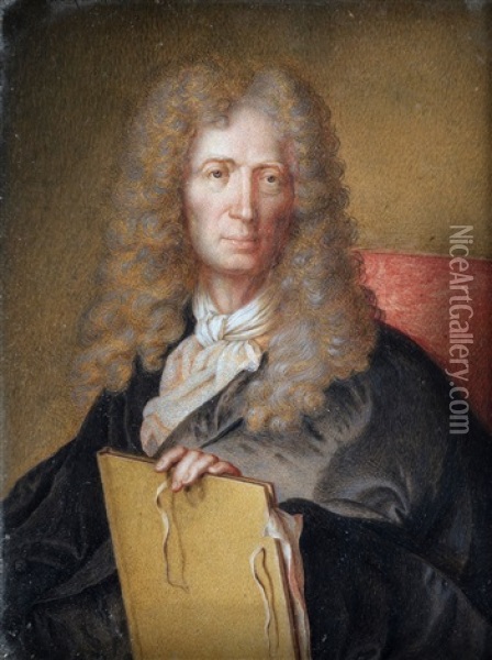 Portrait D'homme Au Cartable Oil Painting - Jacques-Antoine Arlaud