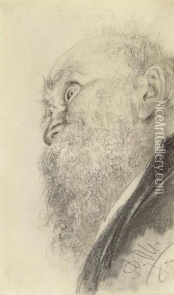 Profil Eines Bartigen Mannes Oil Painting - Adolph von Menzel