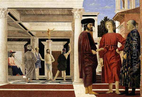 The Flagellation c. 1455 Oil Painting - Piero della Francesca