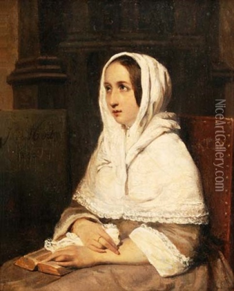Junge Frau Bei Der Andacht Oil Painting - Johann Cornelius Mertz