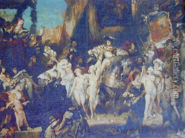 L'entree De Charles Quint A Anvers Oil Painting - Hans Makart