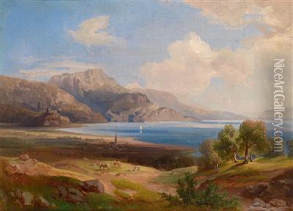 Romantischelandschaft Oil Painting - Gustave Amberger
