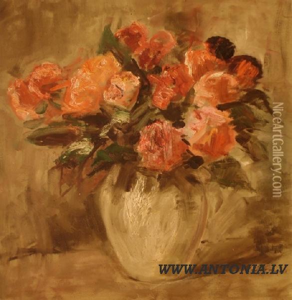 The Roses Oil Painting - Otomars Nemme