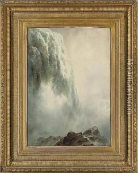 Niagara Falls From Under Goat Island Oil Painting - Arthur Croft