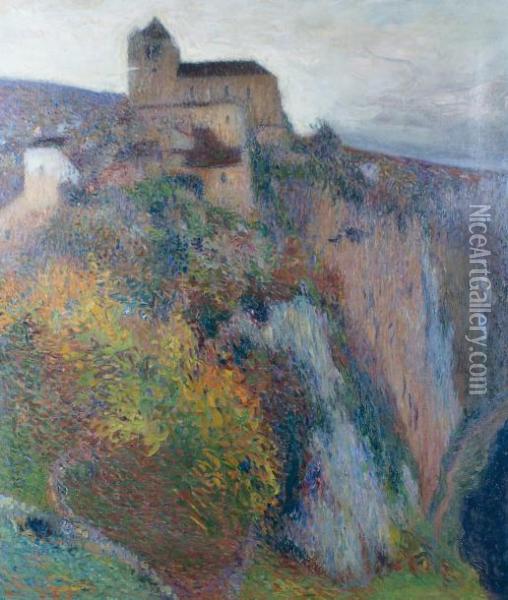 Vue De Saint Cirq Lapopie Dans La Vallee Du Lot Oil Painting - Henri Martin