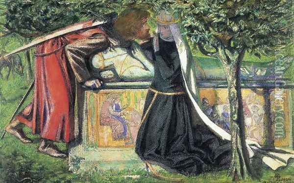 Arthur's Tomb: The Last Meeting of Lancelot and Guinevere Oil Painting - Dante Gabriel Rossetti
