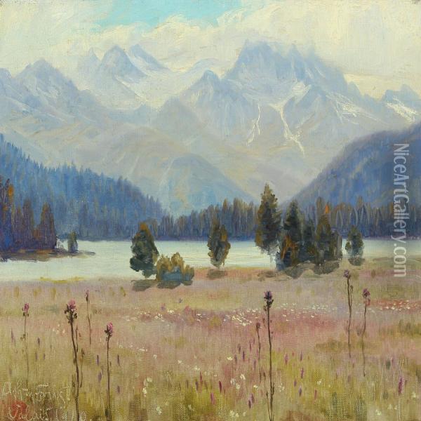 Mountainscape From Valais Oil Painting - Achton Friis