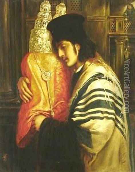Young Man Holding Lord's Prayer Oil Painting - Simeon Solomon