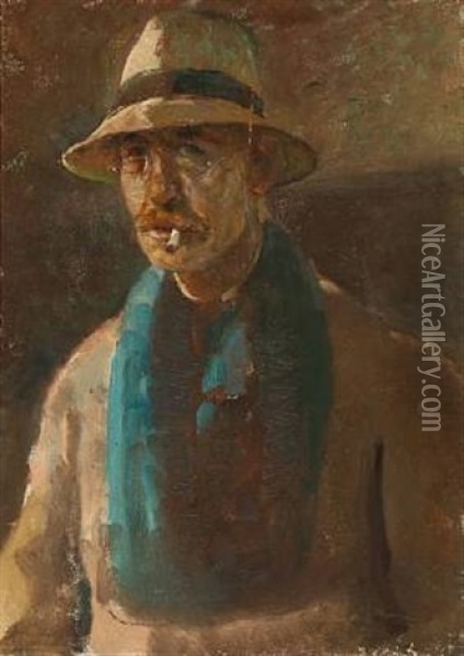 The Artist's Selfportrait Oil Painting - Julius Paulsen
