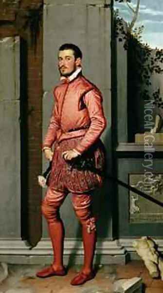 Portrait of Gian Gerolamo Grumelli Italian statesman and noble 1560 Oil Painting - Giovanni Battista Moroni