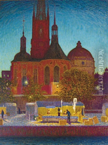 View Of The Riddarholm Church, Stockholm Oil Painting - Pelle Svedlund