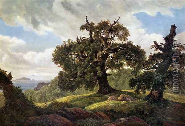 Oaks at the Sea Shore 1835 Oil Painting - Carl Gustav Carus