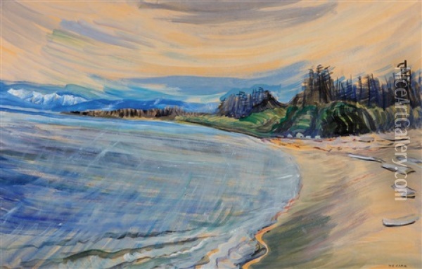 Beach Below Royal Roads Training School, Albert Head, Victoria, Bc Oil Painting - Emily Carr