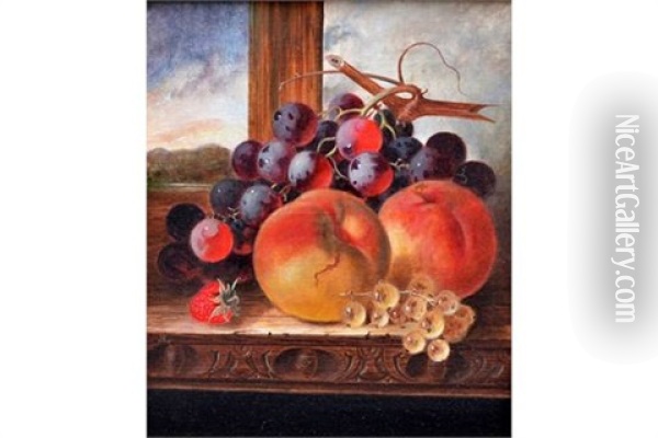 Fruit On A Windowsill Oil Painting - Edward Ladell