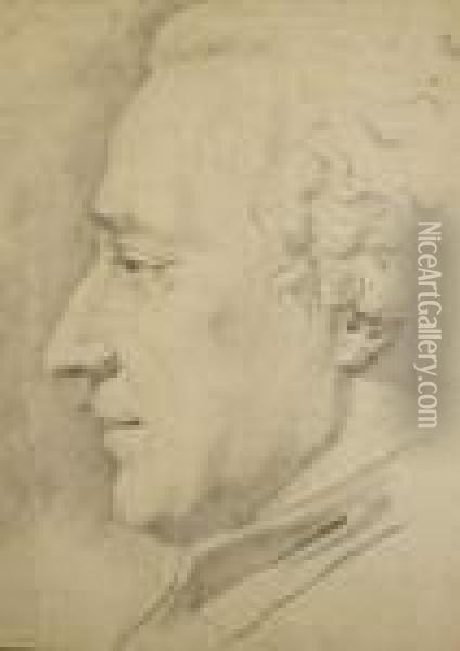 Portrait De Profil Du Dr Trioson, Vers 1782 Oil Painting - Anne-Louis Girodet de Roucy-Triosson