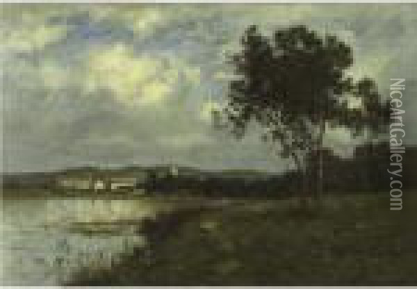 The Village By The Lake Oil Painting - Leon Richet