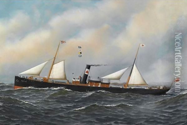 The Screw Steamer Honiton Oil Painting - Antonio Jacobsen