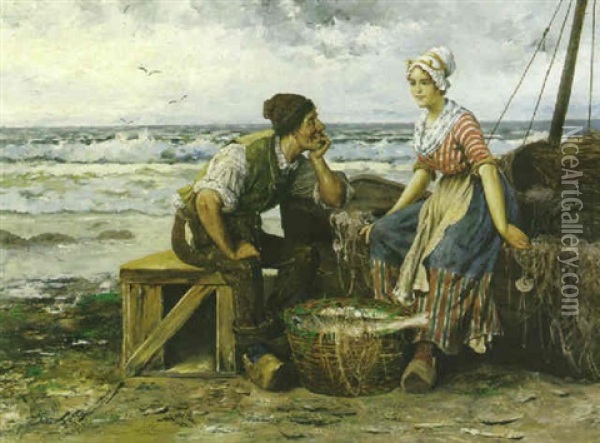 The Day's Catch Oil Painting - Frederick Reginald Donat